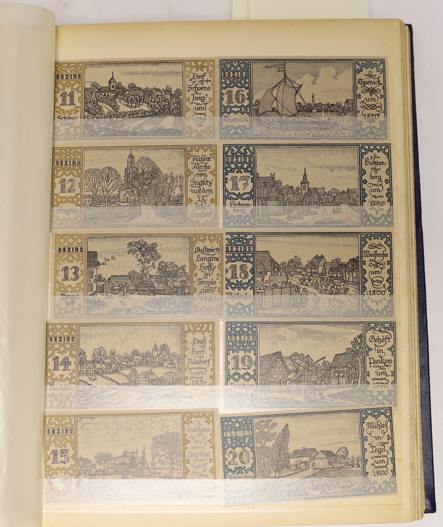 A large collection of German States and City banknotes, 1914-24, and Reichsbank notes from 1904-1948, the majority in near mint condition and a German East Africa one rupee banknote 1 November 1915, in two albums